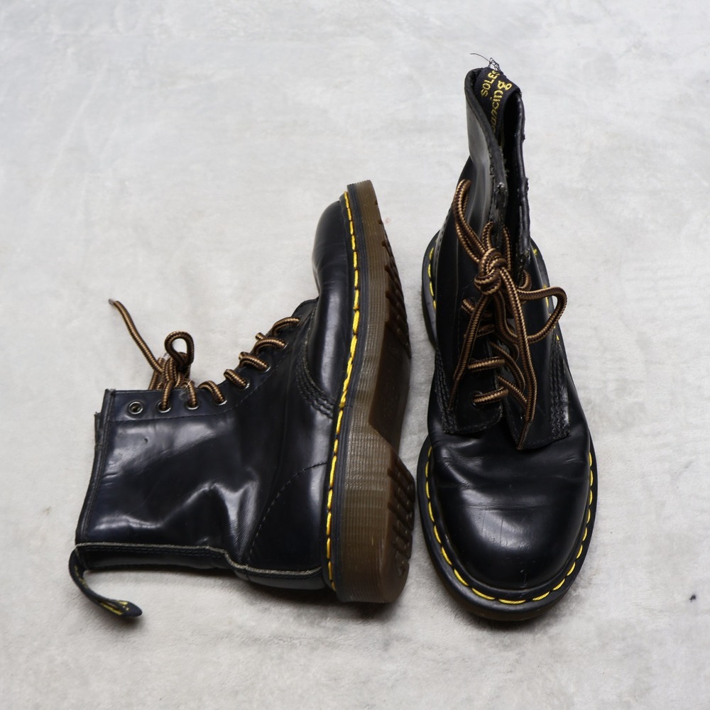 Dr. Martens Youth 6 UK5 Combat Boots Black Leather Classic Lace Up 1460Y VTG
